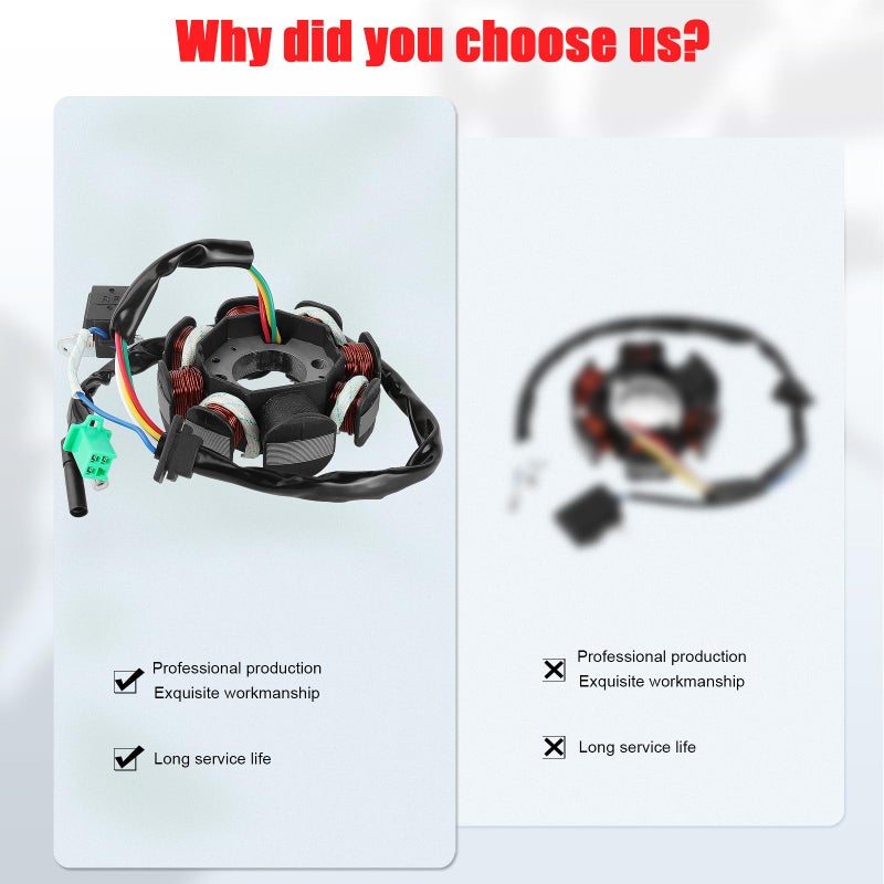 YOFMOO Magneto Stator AC Ignition Coil 8 Pole 5-wire Compatible with GY6 125cc 150cc 125 ATV Scooter Moped Go Kart Buggy Quad 4-stroke Pit Dirt Bike QMI152 QMI157 QMJ152 TaoTao Roketa Buyang Sunl - Image 5